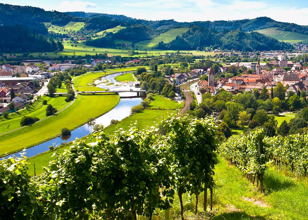 Gengenbach in summer with the Kinzig panoramic view