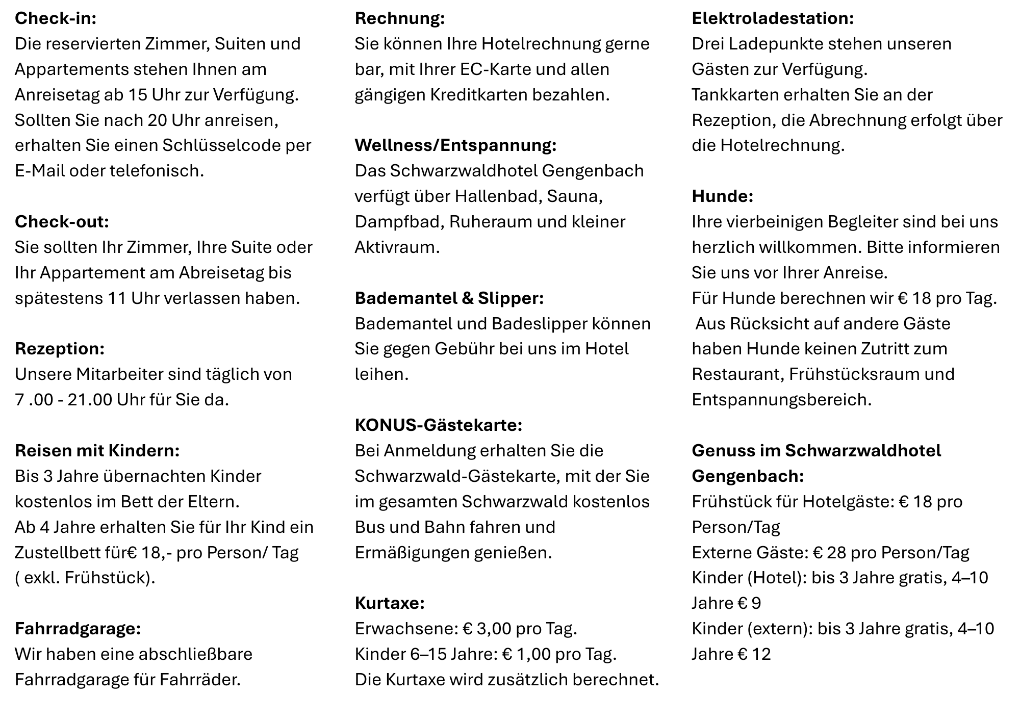 Hotelinformationen