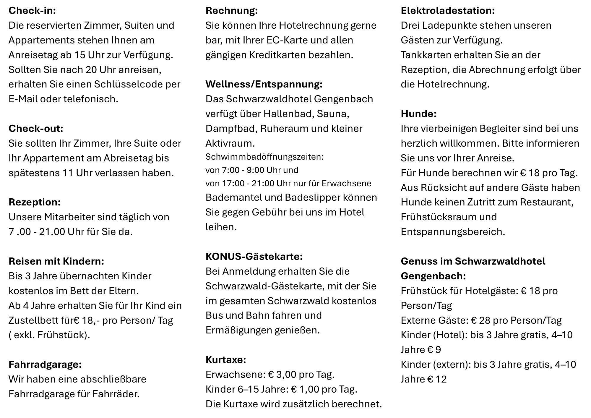 Hotelinformationen